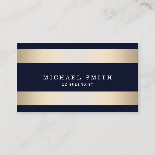 Tarjeta De Visita Personalice elegante moderno rayada oro de los (Anverso)