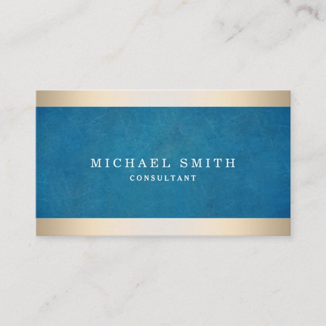 Tarjeta De Visita Personalice la Navy Blue Gold Striped Moderno y el (Anverso)