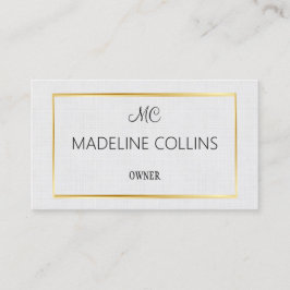 Tarjeta De Visita Personaliza el marco de oro de lino gris profesion