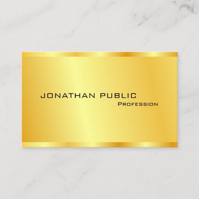 Tarjeta De Visita Personaliza Faux Gold Modern Elegant Professional (Anverso)