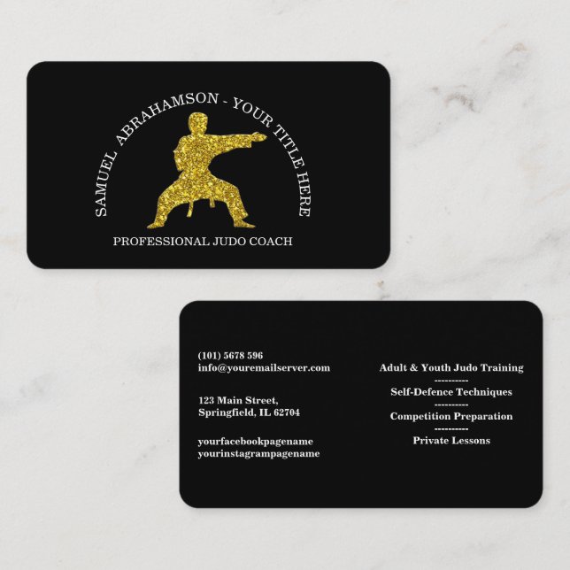 Tarjeta De Visita Personaliza instructor de Karate patada de Kickbox (Anverso / Reverso)