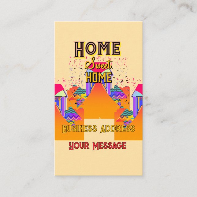 Tarjeta De Visita Personaliza la propiedad residencial Sweet Home (Anverso)