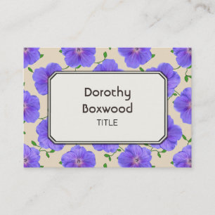 Tarjeta De Visita Personalizable azul botánico floral del geranio