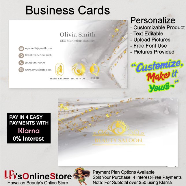 Tarjeta De Visita Personalizable Beautician Elegant Business Card 3 (Customizable Beautician Elegant Business Card 3.)