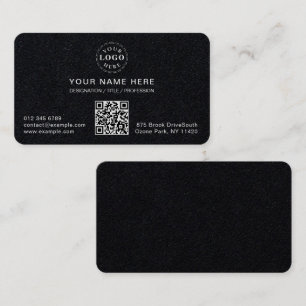 Tarjeta De Visita Personalizable blanco moderno redondeado negro pre