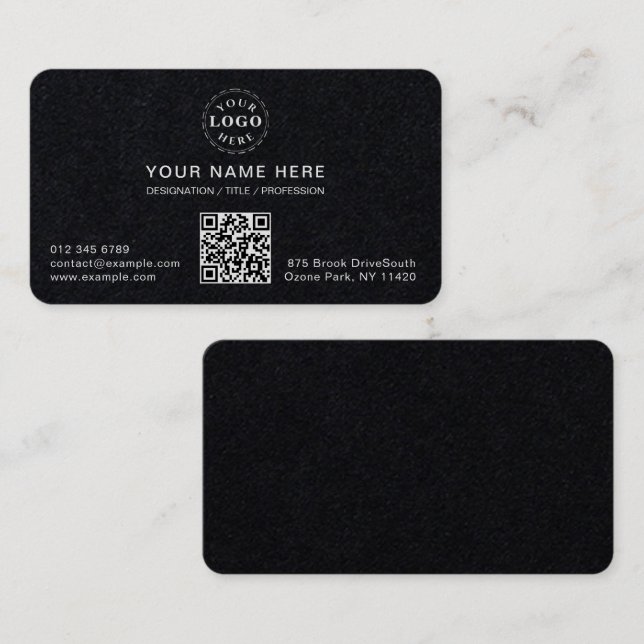 Tarjeta De Visita Personalizable blanco moderno redondeado negro pre (Anverso / Reverso)
