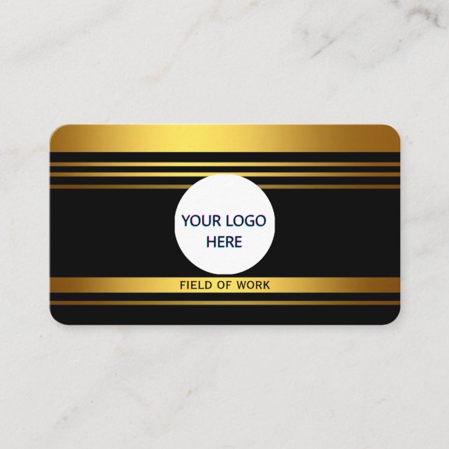 Tarjeta De Visita Personalizable completo de lujo negro y oro (Anverso)