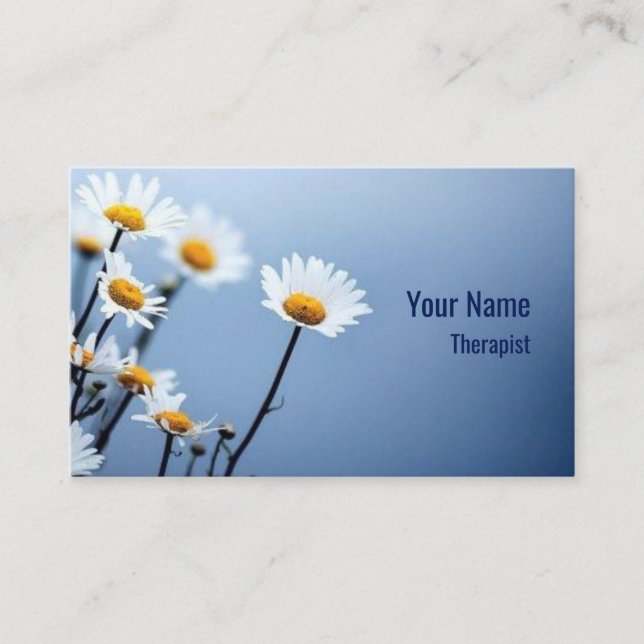 Tarjeta De Visita Personalizable consejero terapeuta chamomile azul (Anverso)