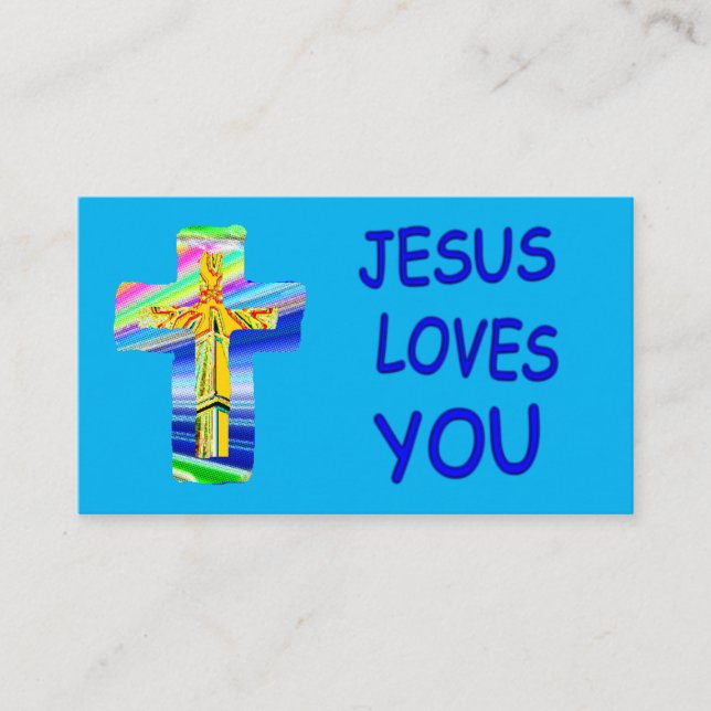 Tarjeta De Visita Personalizable Cruz Santo Jesús te ama (Anverso)