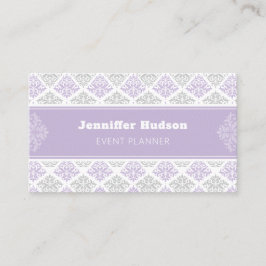 Tarjeta De Visita Personalizable de damasco moderno de lavanda