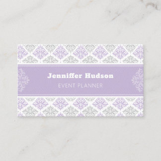 Tarjeta De Visita Personalizable de damasco moderno de lavanda