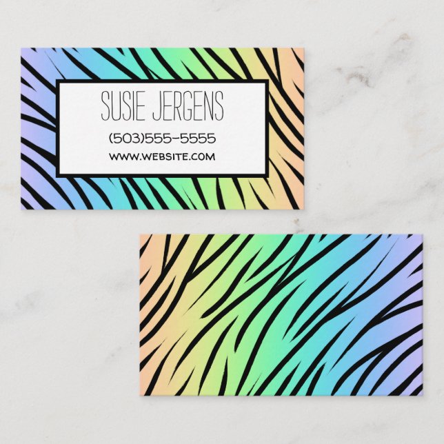 Tarjeta De Visita Personalizable de impresión del tigre arcoiris Pas (Anverso / Reverso)