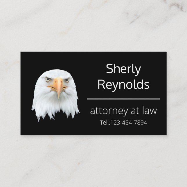 Tarjeta De Visita Personalizable de moda del águila calva (Anverso)