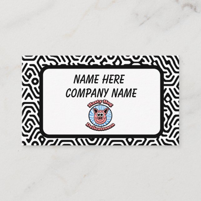 Tarjeta De Visita Personalizable de patrón blanco y negro (Anverso)