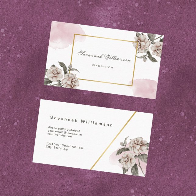 Tarjeta De Visita Personalizable de Rosas de oro rosado (Subido por el creador)
