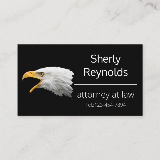 Tarjeta De Visita Personalizable elegante del Bald Eagle (Anverso)