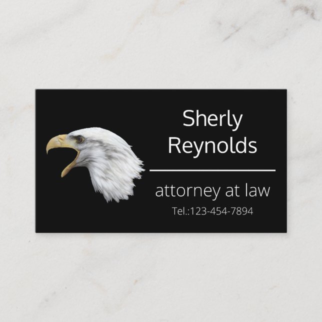Tarjeta De Visita Personalizable elegante del Bald Eagle (Anverso)