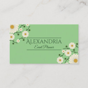 Tarjeta De Visita Personalizable Evento Planner Daisy Floral