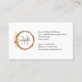Tarjeta De Visita Personalizable Floral Monograma Foliage Caída
