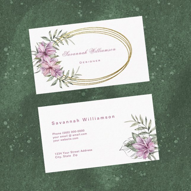 Tarjeta De Visita Personalizable floral rosa tropical (Subido por el creador)