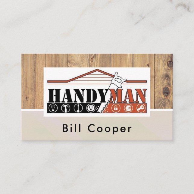 Tarjeta De Visita Personalizable Handyman Contractor de reparación d (Anverso)