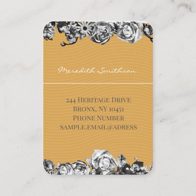 Tarjeta De Visita Personalizable Nombre Rosas Gold Moda Monograma Lu (Reverso)