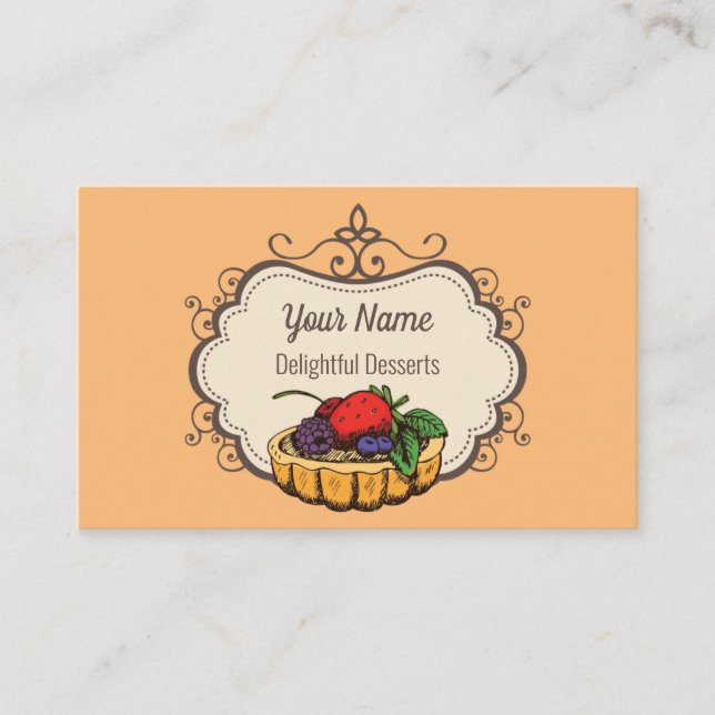 Tarjeta De Visita Personalizable panadería pastelería melocotón (Anverso)
