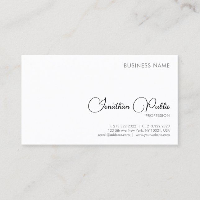 Tarjeta De Visita Personalizable Profesional Moderno Elegante Simple (Anverso)