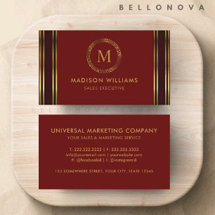 Tarjeta De Visita Personalizable Red Maroon Gold Profesional