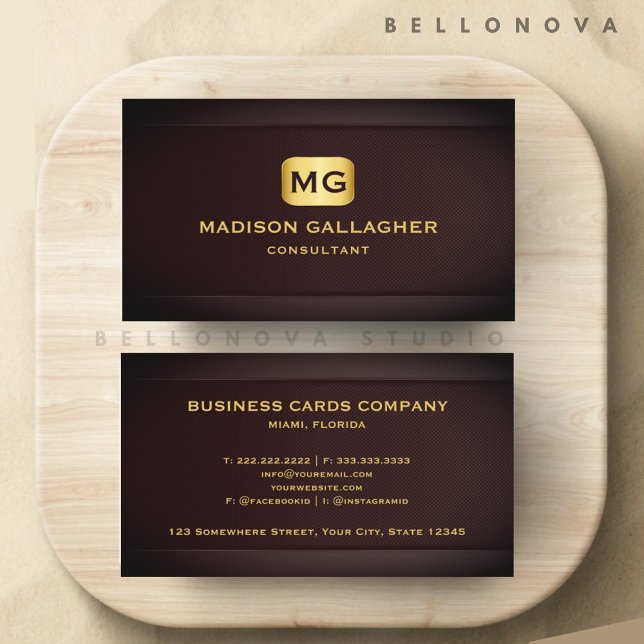 Tarjeta De Visita Personalizable Red Maroon Gold Profesional (Customizable Dark Red Maroon Gold Professional Business Card)
