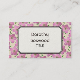 Tarjeta De Visita Personalizable rosado botánico floral del geranio