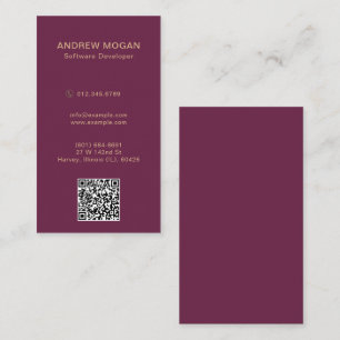 Tarjeta De Visita Personalizable Software Developer Burgundy Color