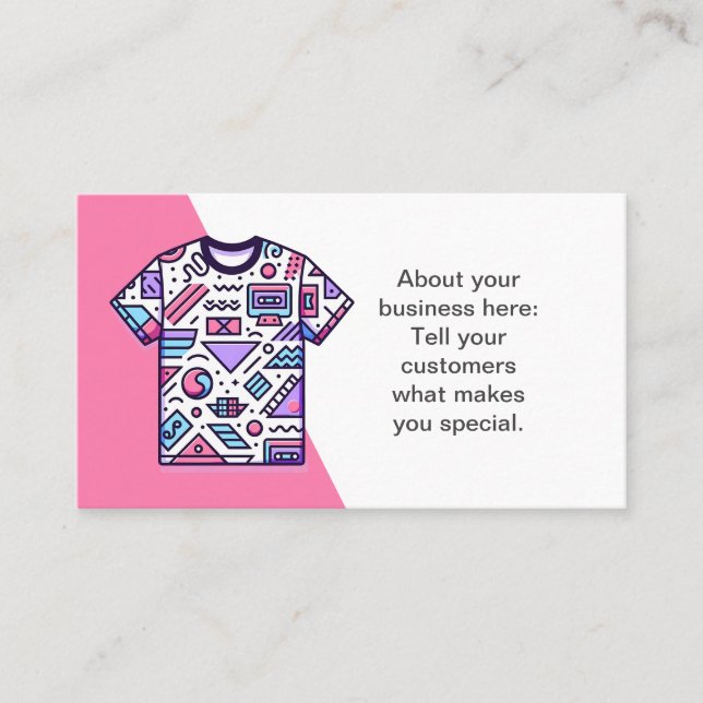 Tarjeta De Visita Personalizable Tee Shirt Seller Shop Business Card (Anverso)
