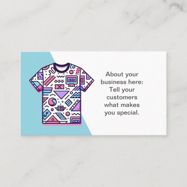 Tarjeta De Visita Personalizable Tee Shirt Seller Shop Business Card (Anverso)