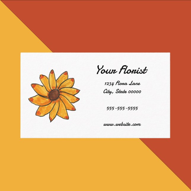 Tarjeta De Visita Personalización de la mano de girasol dibujada (A business card with a hand drawn sunflower and text you can personalize!)