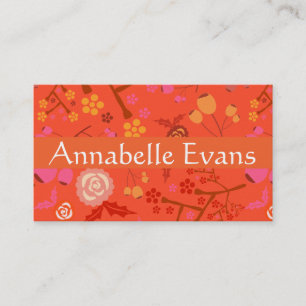 Tarjeta De Visita Personalización del patrón floral japonés Naranja