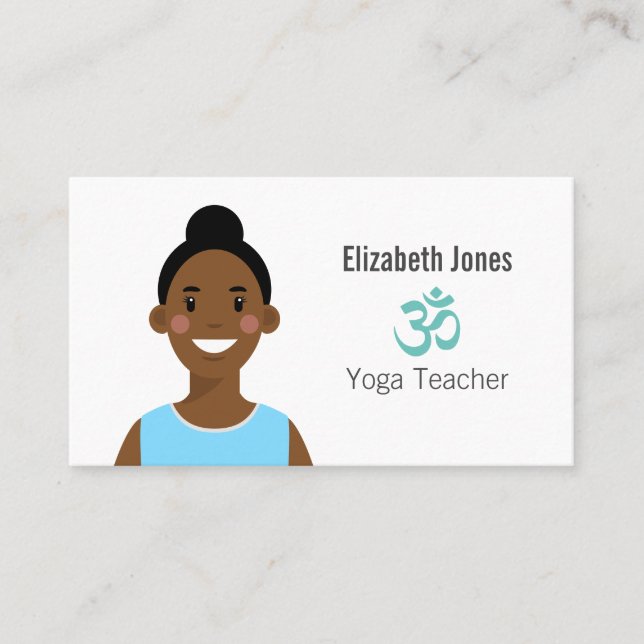 Tarjeta de visita personalizada de avatar de yoga (Anverso)