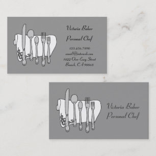 Tarjeta de visita personalizada de chef en negro, 