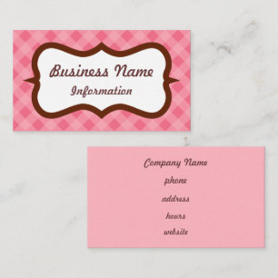 Tarjeta de visita personalizada de Gingham Pink St
