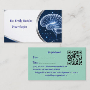 Tarjeta de visita personalizada de neurólogo azul 