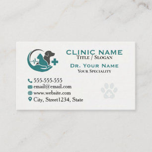 Tarjeta de visita personalizada para clínica veter