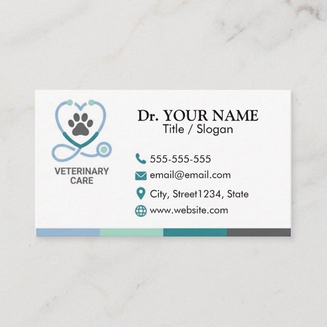Tarjeta de visita personalizada para veterinarios  (Anverso)
