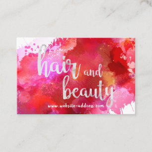 Tarjeta de visita personalizada Red Paint Hair & B