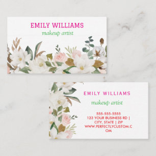 Tarjeta De Visita Personalizadas Elegantes Magnolias y Flores Silves