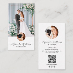Tarjeta De Visita Personalizado 3 Fotos QR Fotógrafo de iconos en me