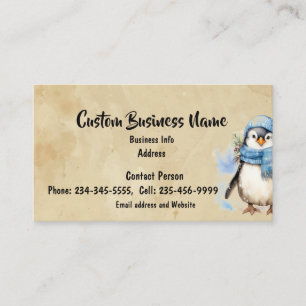 Tarjeta De Visita Personalizado acuarela Cute pingüino Diversión de