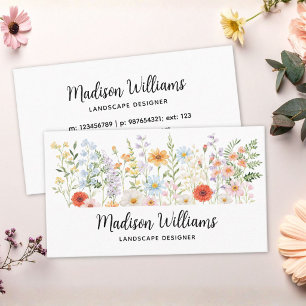Tarjeta De Visita Personalizado Acuarela Flor Silvestre Floral Elega