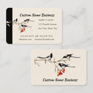 Tarjeta De Visita Personalizado acuarela Magpie Jardín Aves Arte