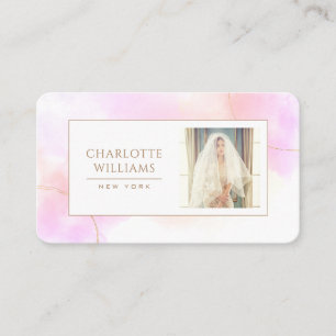 Tarjeta De Visita Personalizado acuático rosa dorado Foto elegante b