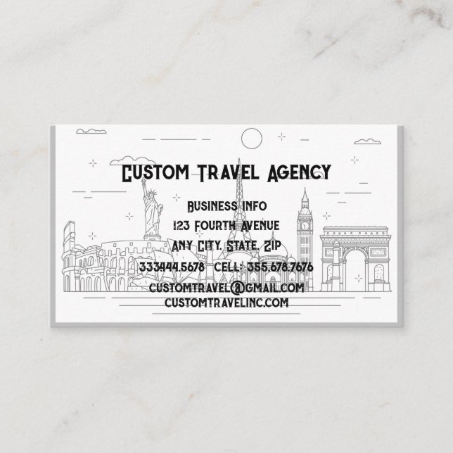Tarjeta De Visita Personalizado Agencia de Viajes Cruceros Vacacione (Anverso)